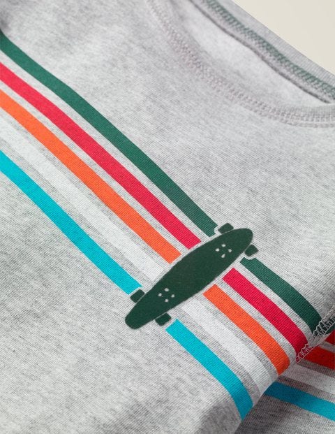 Rainbow Stripe T-Shirt - Mid Grey Skateboard Rainbow Stripe T-Shirt - Mid Grey Skateboard