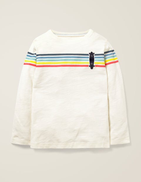 Rainbow Stripe T-Shirt - Ivory Skateboard Rainbow Stripe T-Shirt - Ivory Skateboard
