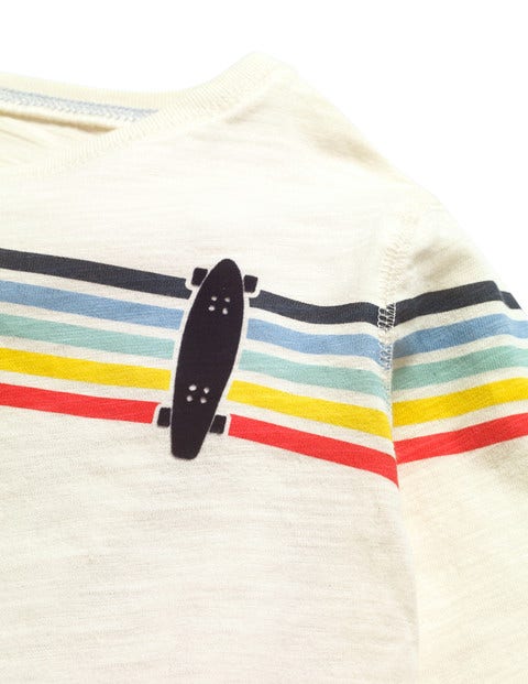 Rainbow Stripe T-Shirt - Ivory Skateboard Rainbow Stripe T-Shirt - Ivory Skateboard