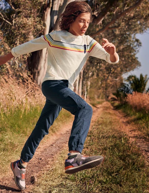 Rainbow Stripe T-Shirt - Ivory Skateboard Rainbow Stripe T-Shirt - Ivory Skateboard