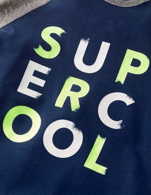 Slogan Raglan T-Shirt - College Blue Super Cool Slogan Raglan T-Shirt - College Blue Super Cool