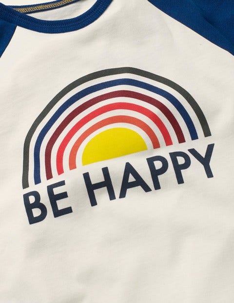 Slogan Raglan T-Shirt - Ivory Be Happy Slogan Raglan T-Shirt - Ivory Be Happy