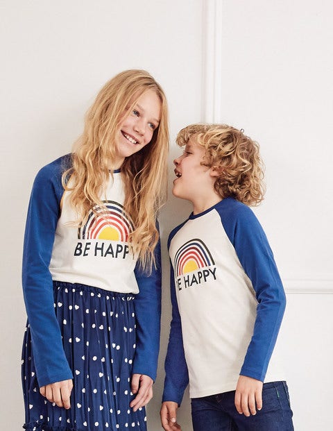 Slogan Raglan T-Shirt - Ivory Be Happy Slogan Raglan T-Shirt - Ivory Be Happy
