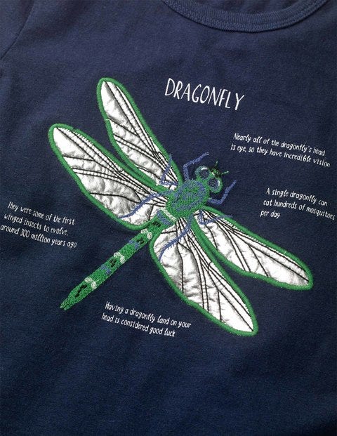 Insect Facts T-Shirt - Navy Marl Dragonfly Insect Facts T-Shirt - Navy Marl Dragonfly