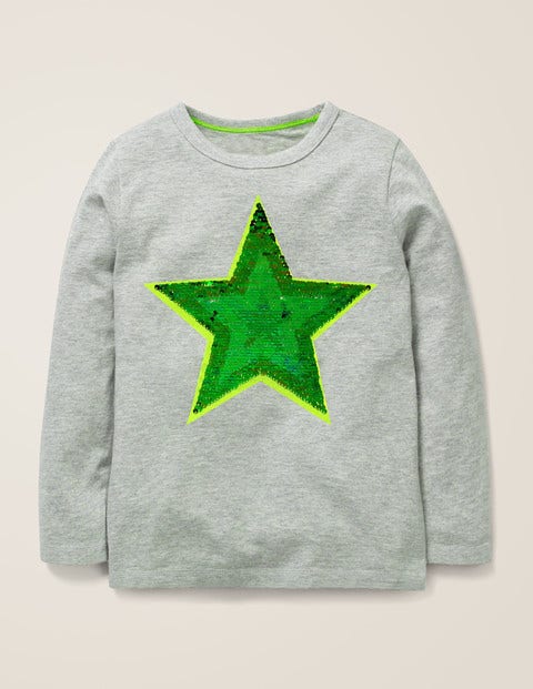 Sequin Colour Change T-Shirt - Grey Marl Star Sequin Colour Change T-Shirt - Grey Marl Star