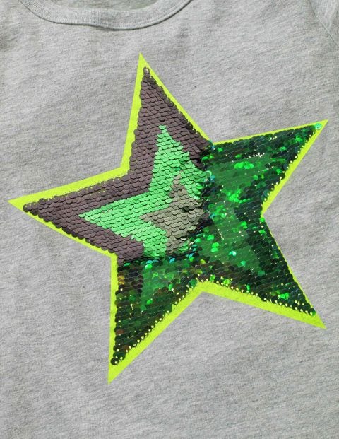 Sequin Colour Change T-Shirt - Grey Marl Star Sequin Colour Change T-Shirt - Grey Marl Star