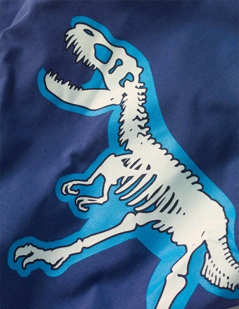 Glow-In-The-Dark Bones T-Shirt - Starboard Blue T-Rex Glow-In-The-Dark Bones T-Shirt - Starboard Blue T-Rex