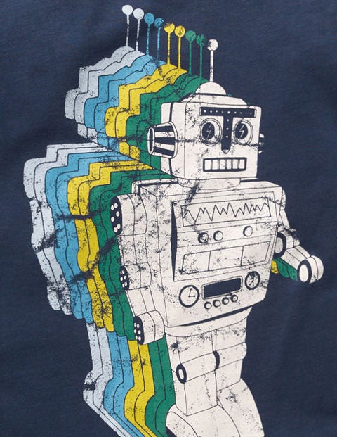 Space Adventure T-Shirt - College Blue Robot Space Adventure T-Shirt - College Blue Robot