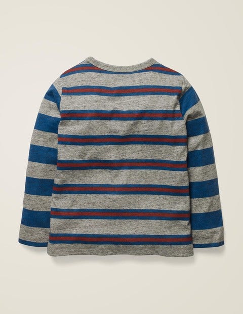 Hotchpotch Stripe T-Shirt - Mid Grey Jaspe/Duke Blue Hotchpotch Stripe T-Shirt - Mid Grey Jaspe/Duke Blue