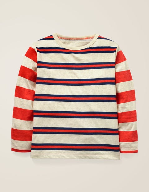 Hotchpotch Stripe T-Shirt - Oatmeal Marl/College Blue Hotchpotch Stripe T-Shirt - Oatmeal Marl/College Blue