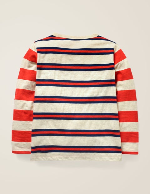 Hotchpotch Stripe T-Shirt - Oatmeal Marl/College Blue Hotchpotch Stripe T-Shirt - Oatmeal Marl/College Blue