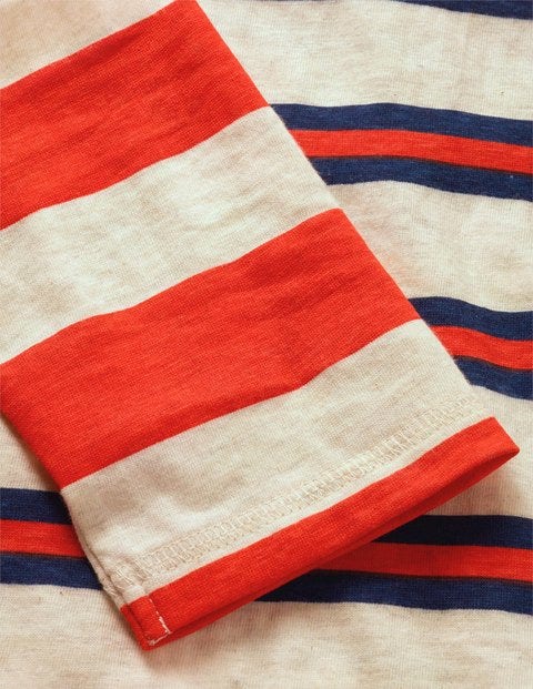 Hotchpotch Stripe T-Shirt - Oatmeal Marl/College Blue Hotchpotch Stripe T-Shirt - Oatmeal Marl/College Blue