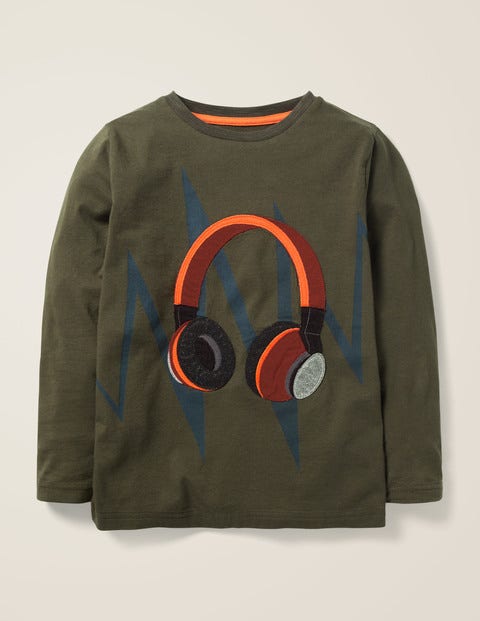 Music Appliqué T-Shirt - Classic Khaki Headphones Music Appliqué T-Shirt - Classic Khaki Headphones
