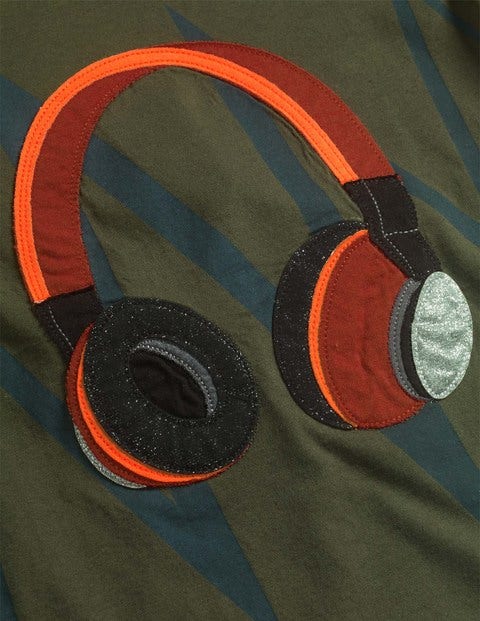 Music Appliqué T-Shirt - Classic Khaki Headphones Music Appliqué T-Shirt - Classic Khaki Headphones