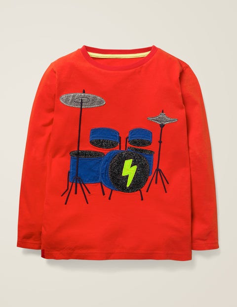 Music Appliqué T-Shirt - Rocket Red Drum Kit Music Appliqué T-Shirt - Rocket Red Drum Kit