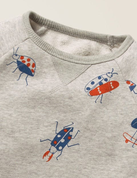Fun Printed Sweatshirt - Grey Marl Skate Bugs Fun Printed Sweatshirt - Grey Marl Skate Bugs