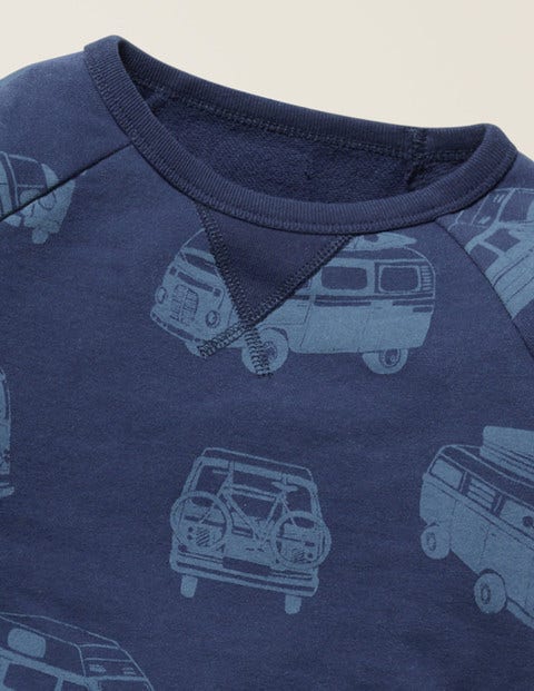 Fun Printed Sweatshirt - College Blue Campervans Fun Printed Sweatshirt - College Blue Campervans