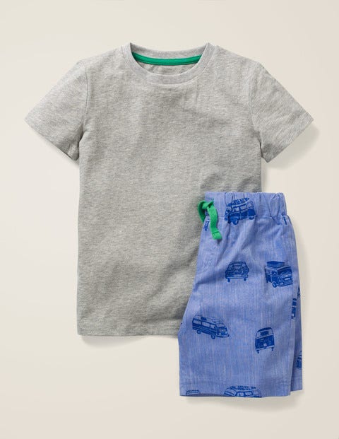 Kurzes Schlafanzug-Set - Blauer Faux-Uni, Wohnmobile Kurzes Schlafanzug-Set - Blauer Faux-Uni, Wohnmobile