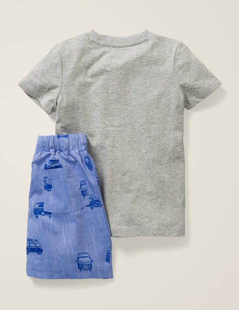Kurzes Schlafanzug-Set - Blauer Faux-Uni, Wohnmobile Kurzes Schlafanzug-Set - Blauer Faux-Uni, Wohnmobile
