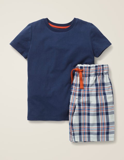 Pyjama Court - Bleu universitaire/orange érable Pyjama Court - Bleu universitaire/orange érable