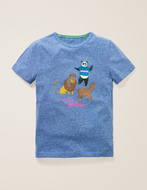 Fun Printed T-Shirt - Duke Blue Marl Animals Fun Printed T-Shirt - Duke Blue Marl Animals
