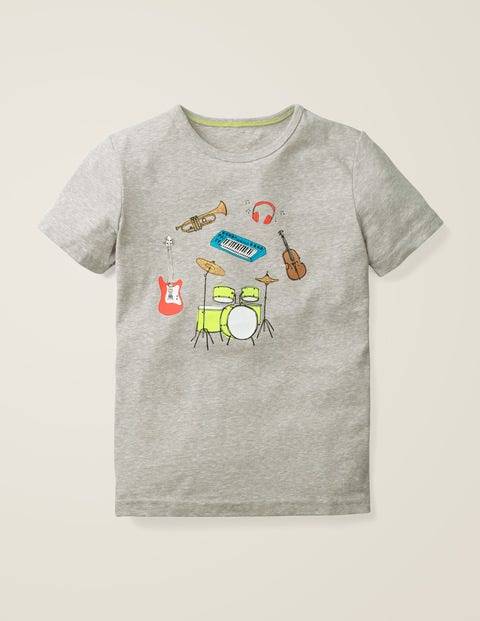 Fun Printed T-Shirt - Mid Grey Jaspe Music Fun Printed T-Shirt - Mid Grey Jaspe Music