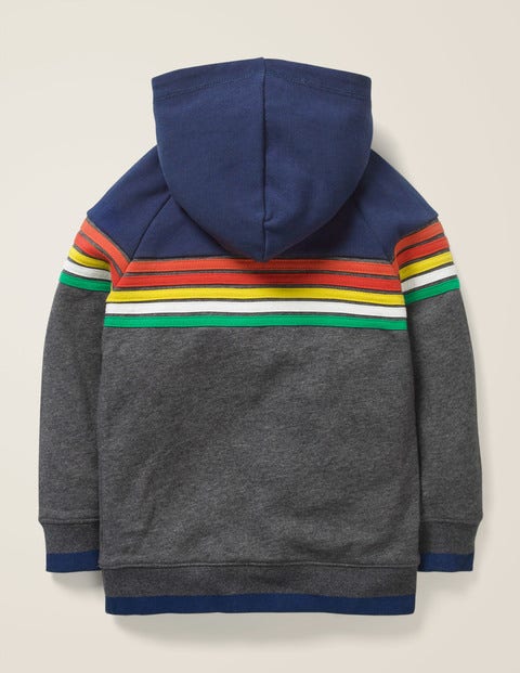 Rainbow Stripe Hoodie - Dark Grey Marl Rainbow Rainbow Stripe Hoodie - Dark Grey Marl Rainbow