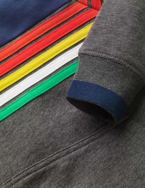 Rainbow Stripe Hoodie - Dark Grey Marl Rainbow Rainbow Stripe Hoodie - Dark Grey Marl Rainbow