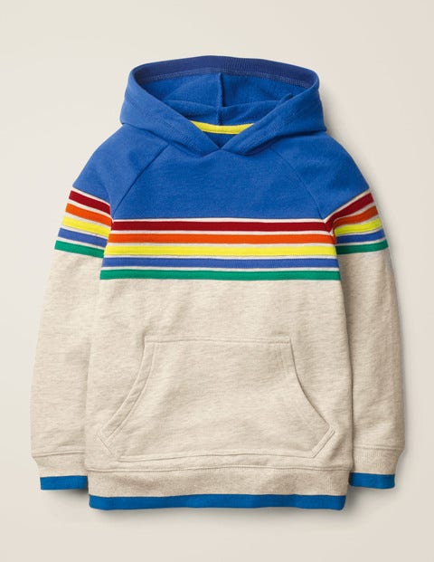 Rainbow Stripe Hoodie - Oatmeal Marl Rainbow Rainbow Stripe Hoodie - Oatmeal Marl Rainbow