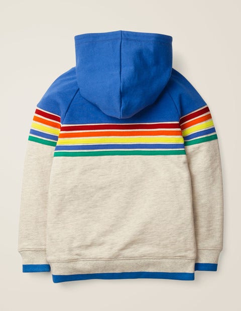 Rainbow Stripe Hoodie - Oatmeal Marl Rainbow Rainbow Stripe Hoodie - Oatmeal Marl Rainbow