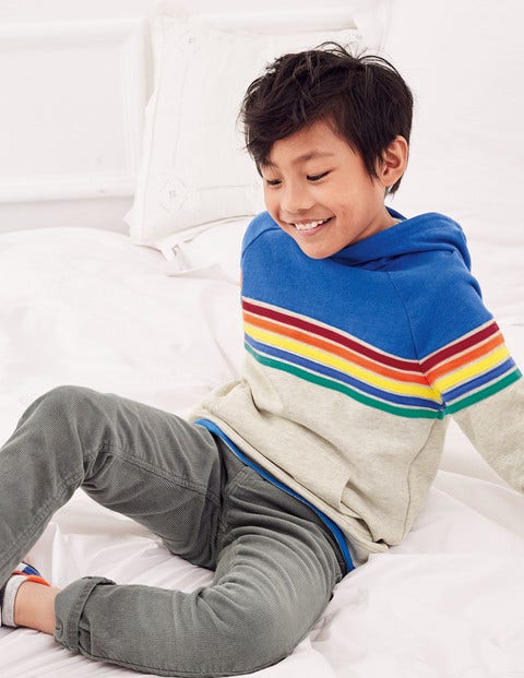 Rainbow Stripe Hoodie - Oatmeal Marl Rainbow Rainbow Stripe Hoodie - Oatmeal Marl Rainbow