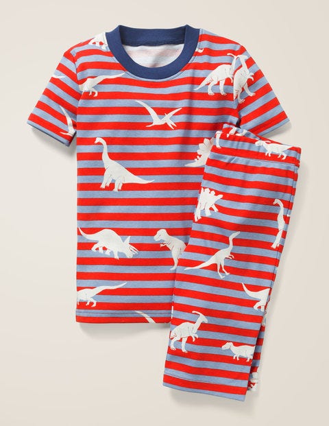 Glow-In-The-Dark Short Pajamas - Poppadew Red/Grey Dinosaurs Glow-In-The-Dark Short Pajamas - Poppadew Red/Grey Dinosaurs