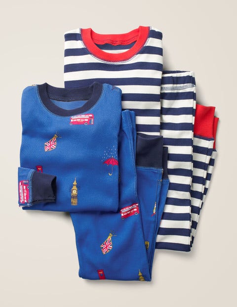 Twin Pack Long Pyjamas - Duke Blue London Twin Pack Long Pyjamas - Duke Blue London