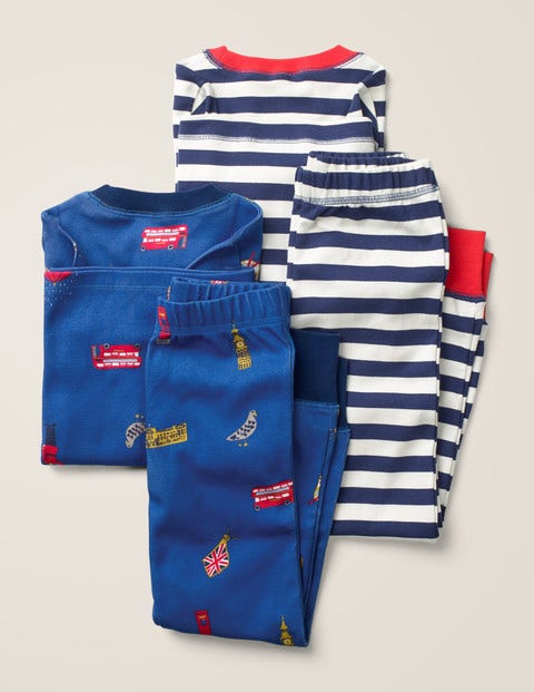 Twin Pack Long Pyjamas - Duke Blue London Twin Pack Long Pyjamas - Duke Blue London
