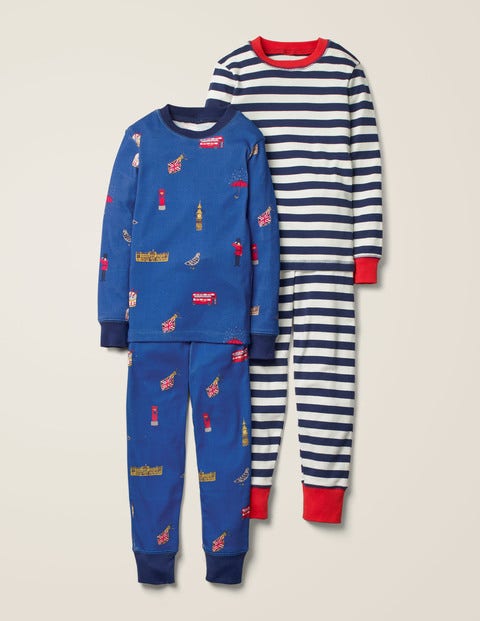 Twin Pack Long Pyjamas - Duke Blue London Twin Pack Long Pyjamas - Duke Blue London