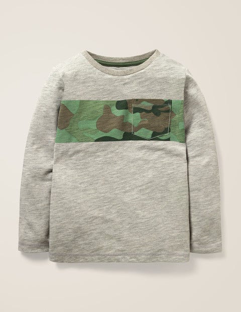 Bold Stripe T-Shirt - Mid Grey Marl/Camo Bold Stripe T-Shirt - Mid Grey Marl/Camo