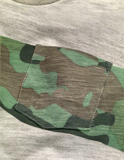 Bold Stripe T-Shirt - Mid Grey Marl/Camo Bold Stripe T-Shirt - Mid Grey Marl/Camo