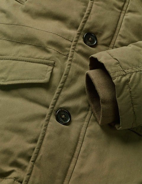 Shower Resistant Padded Parka - Khaki Green Shower Resistant Padded Parka - Khaki Green