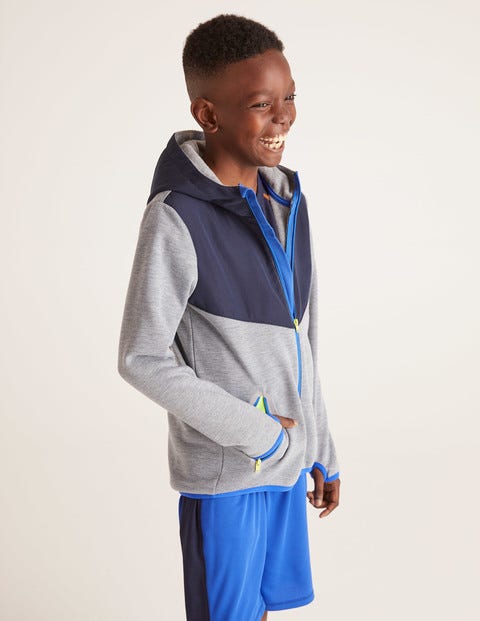 Active Zip-Up Hoodie - Grey Marl/Navy Blue Active Zip-Up Hoodie - Grey Marl/Navy Blue