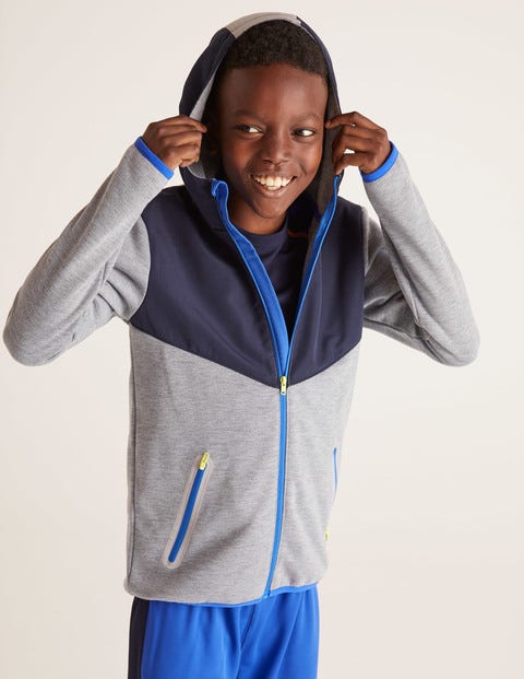 Active Zip-Up Hoodie - Grey Marl/Navy Blue Active Zip-Up Hoodie - Grey Marl/Navy Blue