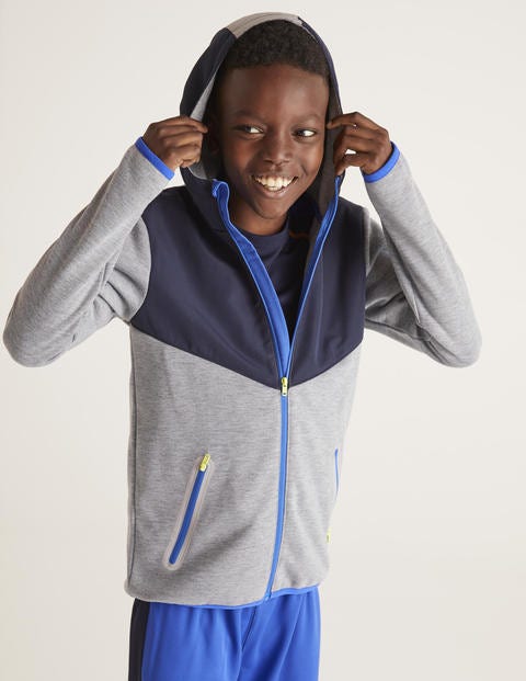 Active Zip-Up Hoodie - Grey Marl/Navy Blue Active Zip-Up Hoodie - Grey Marl/Navy Blue