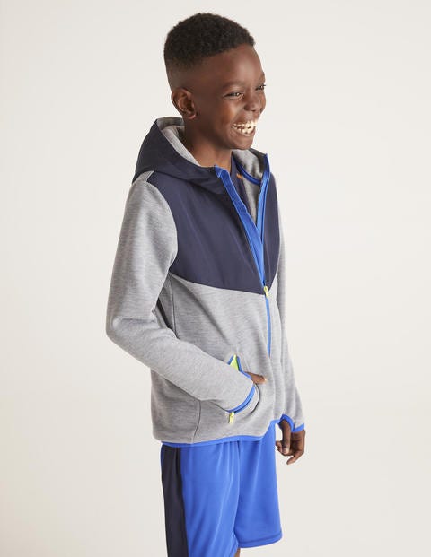 Active Zip-Up Hoodie - Grey Marl/Navy Blue Active Zip-Up Hoodie - Grey Marl/Navy Blue