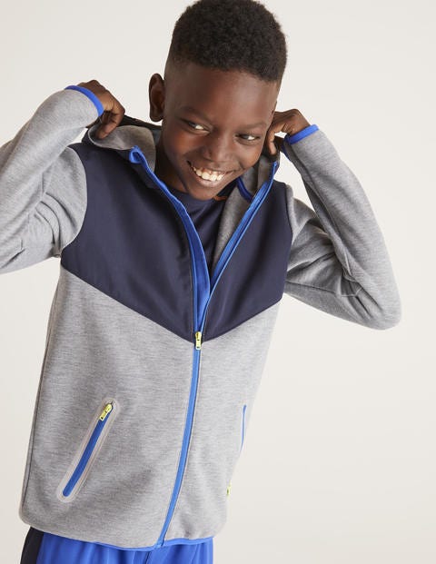 Active Zip-Up Hoodie - Grey Marl/Navy Blue Active Zip-Up Hoodie - Grey Marl/Navy Blue