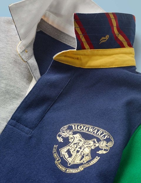Hogwarts Rugby Shirt - Mid Grey Jaspé Hotchpotch Hogwarts Rugby Shirt - Mid Grey Jaspé Hotchpotch