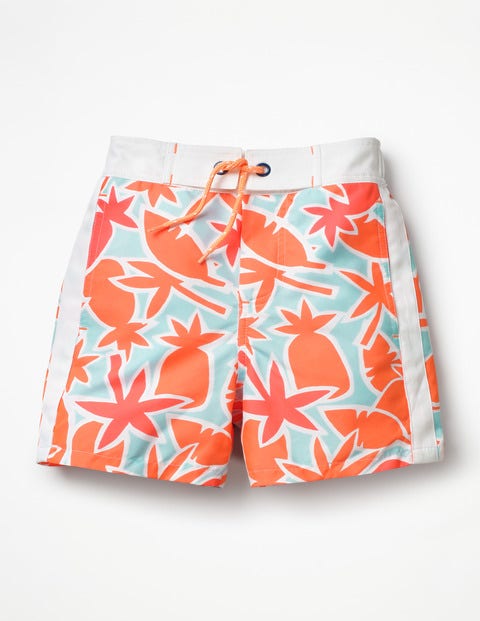 Poolside Shorts - Neon Orange Pineapple Palm Poolside Shorts - Neon Orange Pineapple Palm
