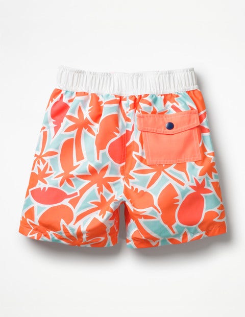 Poolside Shorts - Neon Orange Pineapple Palm Poolside Shorts - Neon Orange Pineapple Palm