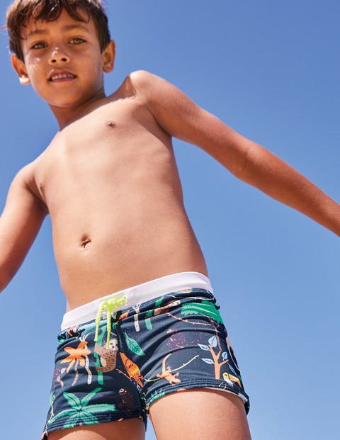 Swim Trunks - College Blue Multi Tree Tops Swim Trunks - College Blue Multi Tree Tops