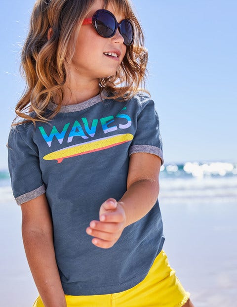 Oberteil Mit Bedrucktem Slogan - Lagunenblau, Surfboard Oberteil Mit Bedrucktem Slogan - Lagunenblau, Surfboard