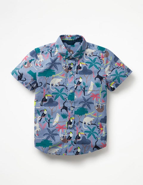 Fun Short-Sleeved Shirt - Chambray Tree Tops Fun Short-Sleeved Shirt - Chambray Tree Tops