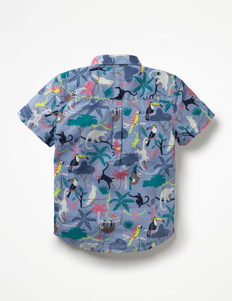 Fun Short-Sleeved Shirt - Chambray Tree Tops Fun Short-Sleeved Shirt - Chambray Tree Tops